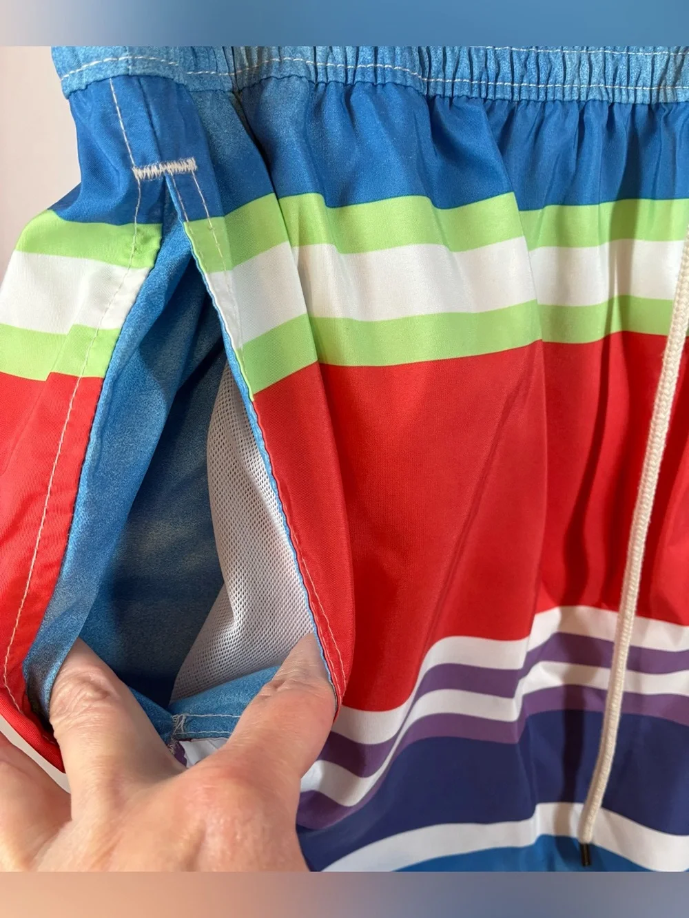 Polo by Ralph Lauren Multicolor Striped Swim Trunks Board Shorts Mesh Lined XL